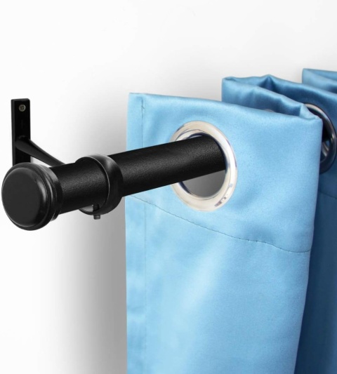 Qlfyuu Karnisz z okrągłą końcówką, 110-210 cm, regulowany, Czarny