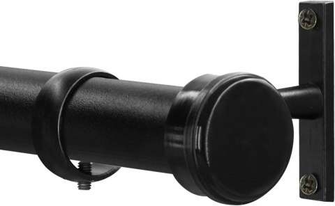 Qlfyuu Karnisz z okrągłą końcówką, 110-210 cm, regulowany, Czarny