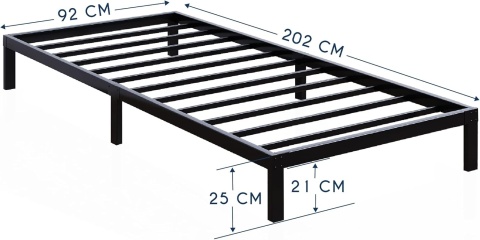 Ramka łóżka Dreamzie 90x200 z podstawą - Wysokość 25 cm