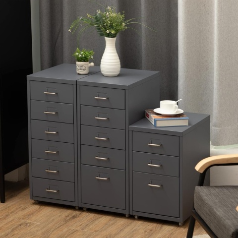 Regał Mobilny na Kółkach 6 Szuflad Szafka Nocna Komoda Kontener