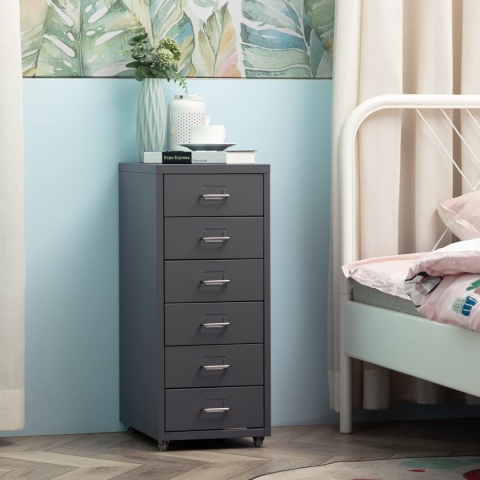 Regał Mobilny na Kółkach 6 Szuflad Szafka Nocna Komoda Kontener