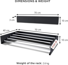 STEP UP Suszarka do ubrań prania naścienna składana 70 cm BIAŁA GŁADKA