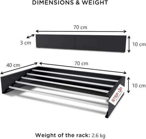 STEP UP Suszarka do ubrań prania naścienna składana 70 cm BIAŁA GŁADKA