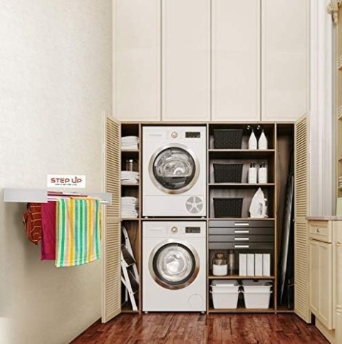 STEP UP Suszarka do ubrań prania naścienna składana 70 cm BIAŁA GŁADKA