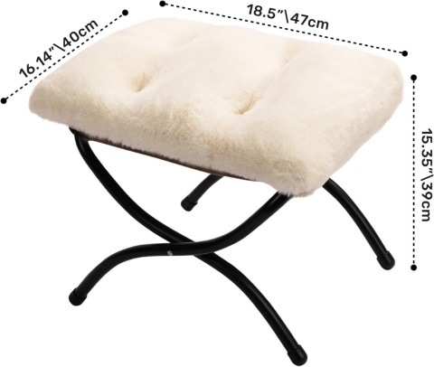 STOŁEK PODNÓŻEK SKŁADANY PLUSZOWY PRZENOŚNY