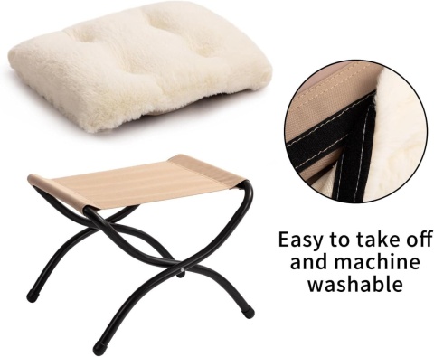 STOŁEK PODNÓŻEK SKŁADANY PLUSZOWY PRZENOŚNY