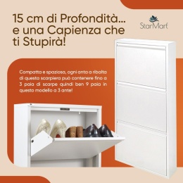 Szafka na buty 3K, Półka, Komoda, Biały