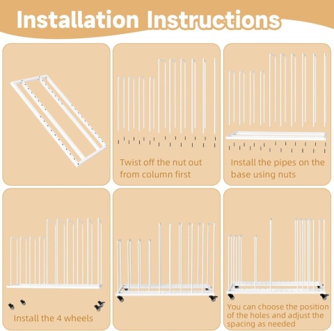 Stojak do Suszenia Dzieł Sztuki z Wyjmowanymi Półkami i Kółkami