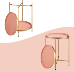 Stolik kawowy hollyhome okrągły 2-poziomowy 40 x 40 x 52cm złoty