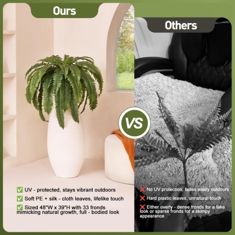 Sztuczna paproć bostońska duża, 2 szt