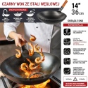 TRADYCYJNY WOK ZE STALI RĘCZNIE MŁOTKOWANY 36CM