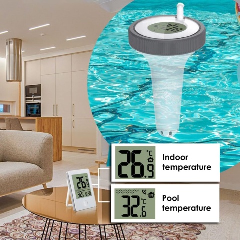 Termometr basenowy Bezprzewodowy, cyfrowy termometr do basenu Pływający