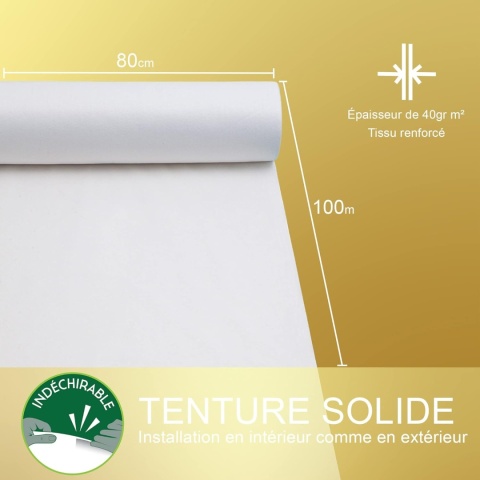 WEDLINE wieszak ślubny z włókniny 80 cm x 100 m biała rolka dekoracyjna