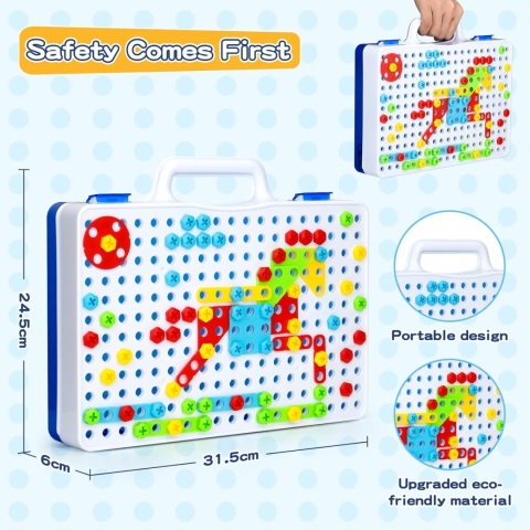 WKRĘTARKA WIERTARKA ZESTAW KONSTRUKCYJNY ŚRUBKI 3D ZESTAW MAJSTERKOWICZA