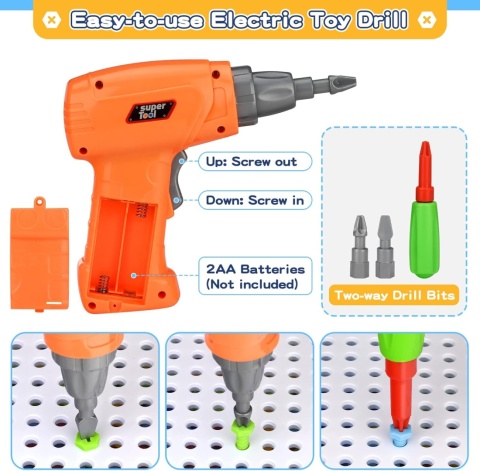 WKRĘTARKA WIERTARKA ZESTAW KONSTRUKCYJNY ŚRUBKI 3D ZESTAW MAJSTERKOWICZA