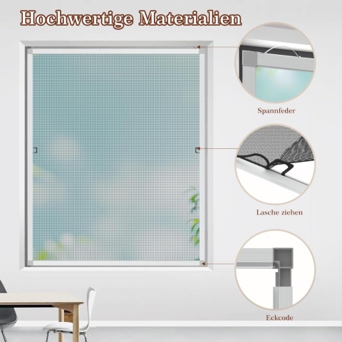 Yotache 2 zestawy moskitiery okiennej z ramą, ochrona przed owadami, 118 x 118 cm,