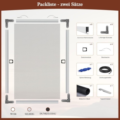 Yotache 2 zestawy moskitiery okiennej z ramą, ochrona przed owadami, 118 x 118 cm,