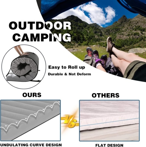 Zwijany materac kempingowy Wodoodporny materac z pianką memory