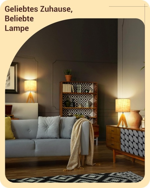 2x Lampka nocna stołowa trójnóg drewniany beżowy abażur vintage E27