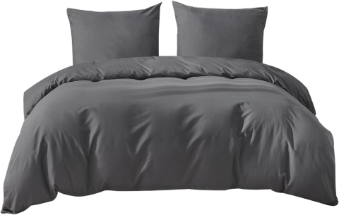 BEDSURE Pościel 200 x 200 cm, 3-częściowa, antracytowa