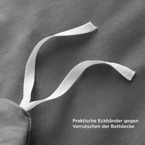 BEDSURE Pościel 200 x 200 cm, 3-częściowa, antracytowa