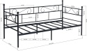 CZARNE ŁÓŻKO METALOWE JEDNOOSOBOWE ZE STELAŻEM RAMA ŁÓŻKA SERCE 90X200cm