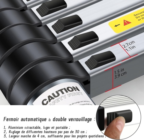 Drabina teleskopowa Wysokość 380 cm Wielopoziomowa lekka , do 150 kg