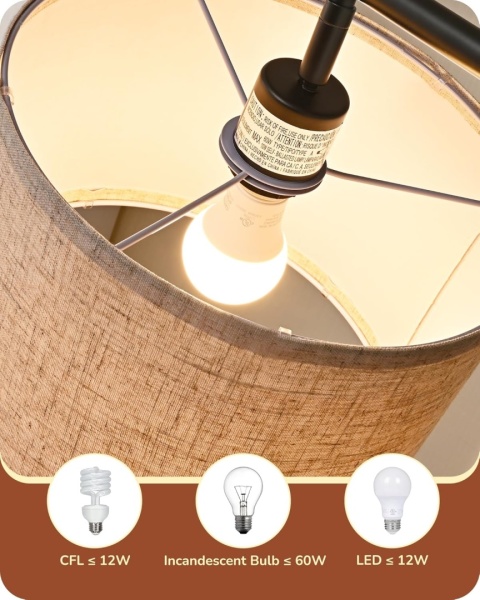 EDISHINE Lampa podłogowa do salonu 160 cm nowoczesna z beżowym kloszem