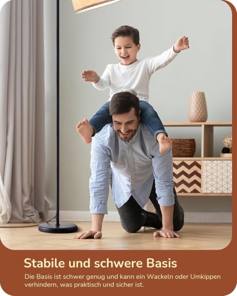 EDISHINE Lampa podłogowa do salonu 160 cm nowoczesna z beżowym kloszem