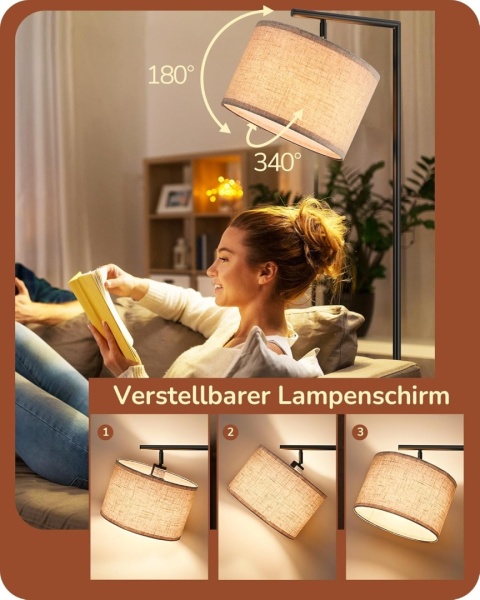 EDISHINE Lampa podłogowa do salonu 160 cm nowoczesna z beżowym kloszem