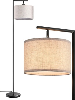 EDISHINE Lampa podłogowa do salonu 160 cm nowoczesna z beżowym kloszem