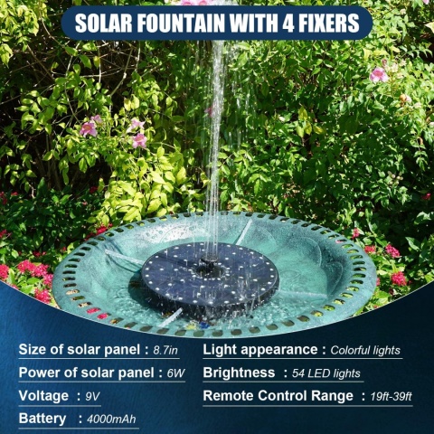 FONTANNA SOLARNA OGRODOWA POMPA PŁYWAJĄCA DO OCZKA WODNEGO STAWU OGRODU