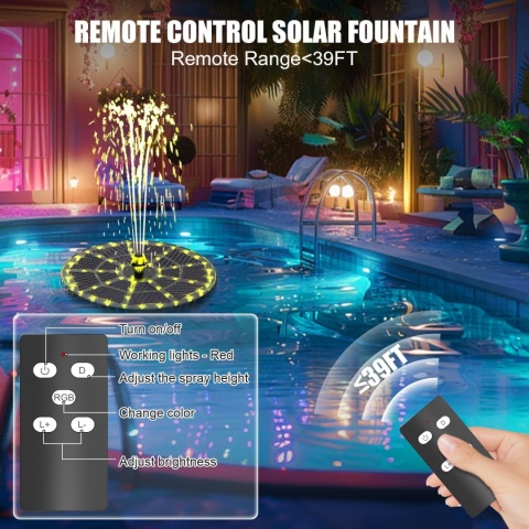 FONTANNA SOLARNA OGRODOWA POMPA PŁYWAJĄCA DO OCZKA WODNEGO STAWU OGRODU