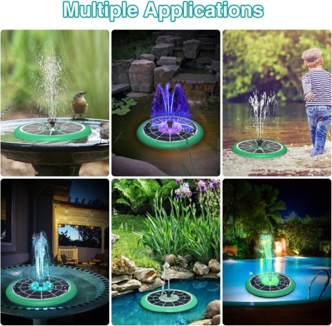 FONTANNA SOLARNA OGRODOWA POMPA PŁYWAJĄCA DO OCZKA WODNEGO STAWU OGRODU