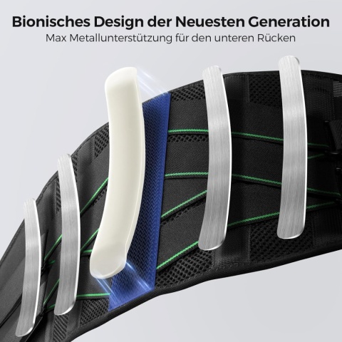 FREETOO Pas lędźwiowy, regulacja paska M z 7 metalowymi podpórkami