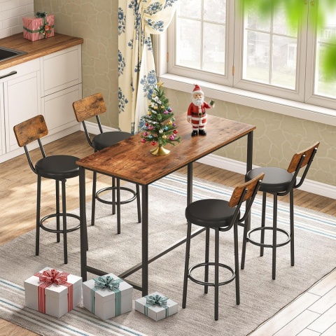 HOOBRO Stołek barowy z oparciem, hoker zestaw 2 sztuki