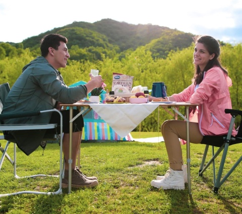 KingCamp Bambusowy stół kempingowy, składany