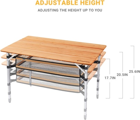 KingCamp Bambusowy stół kempingowy, składany