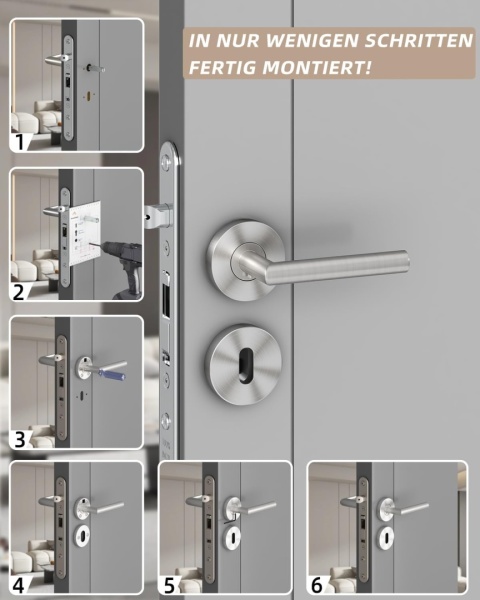 Klamka do drzwi wewnętrznych AwmnSrman stal nierdzewna