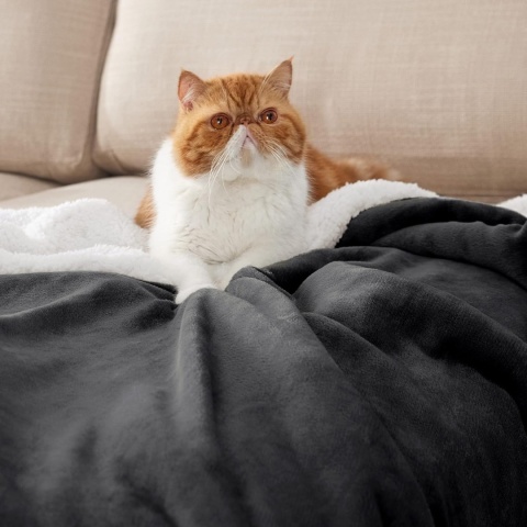 Koc z kożuszkiem ciepły na sofę kanapę 150x200 cm BEDSURE