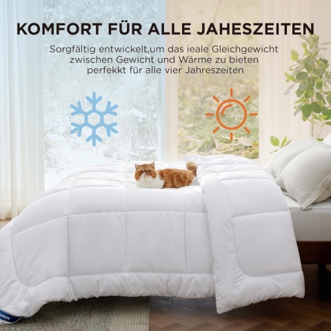 Kołdra całoroczna 220 x 240 cm biała z mikrofibry