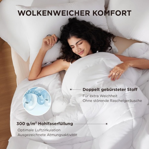 Kołdra całoroczna 220 x 240 cm biała z mikrofibry