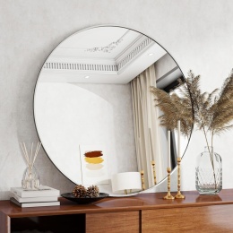 Koonmi Okrągłe lustro 60 cm, srebrne