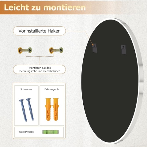 Koonmi Okrągłe lustro 60 cm, srebrne