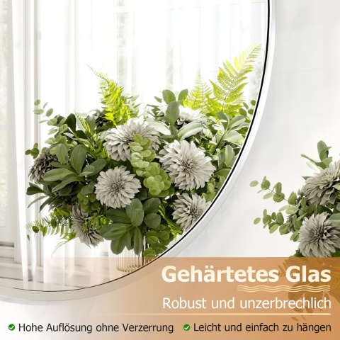 Koonmi Okrągłe lustro 60 cm, srebrne