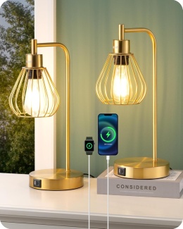 Lampa stołowa E27 czarny metalowy klosz, 2 sztuki zestaw