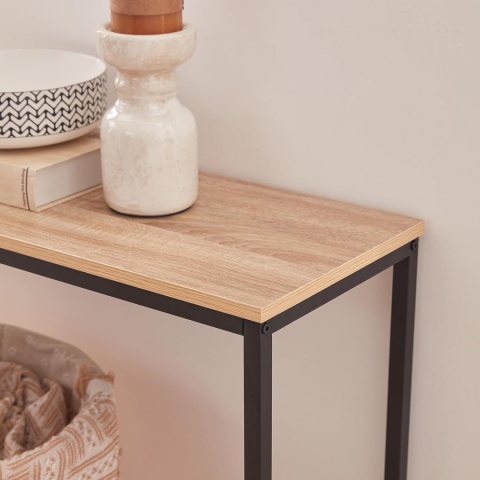 Lifewit 100 cm Stół Konsola, Wąski Stolik do Sofy z Metalową Ramą do Salonu