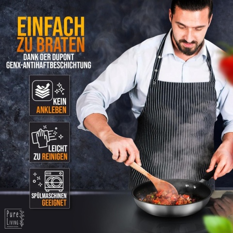 Patelnia 28 cm do kuchenek indukcyjnych, z testem PURE LIVING