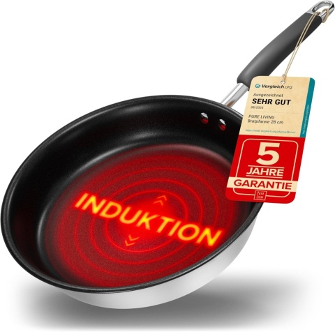 Patelnia 28 cm do kuchenek indukcyjnych, z testem PURE LIVING
