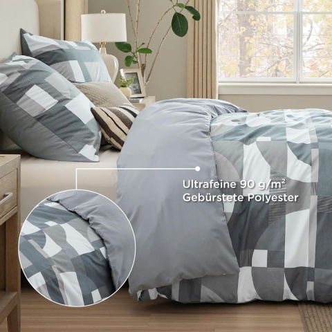 Pościel 200x200 cm Bedsure mikrofibra z zamkiem 3-częściowy zestaw